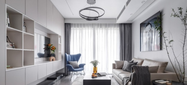 書(shū)柜效果圖片：電視墻局部做書(shū)柜，怎么做好看？