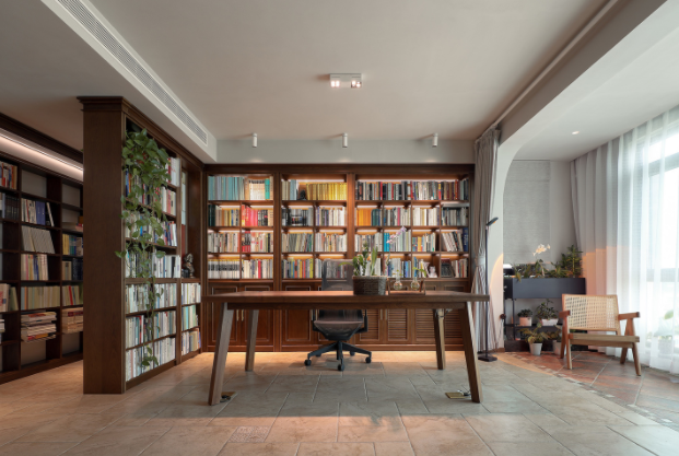 復(fù)古時(shí)尚家具：書(shū)柜走廊，滿屏復(fù)古風(fēng)家具